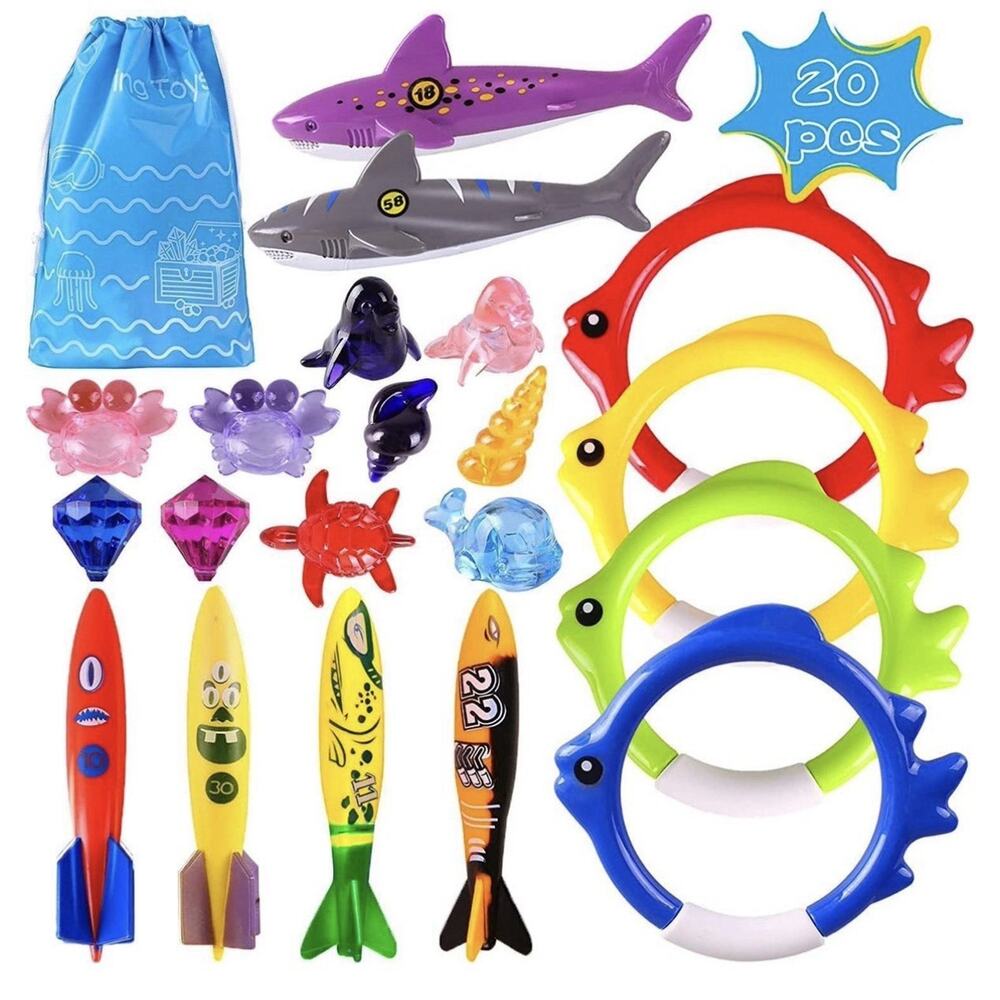 Summer Pool Diving Swimming Toys for Kids, Fun Swim Games Sinking Set, Underwate